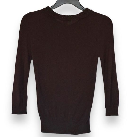 H&M Women’s Beaded Peter Pan Collar Lightweight Holiday Sweater Black XS - Picture 2 of 7